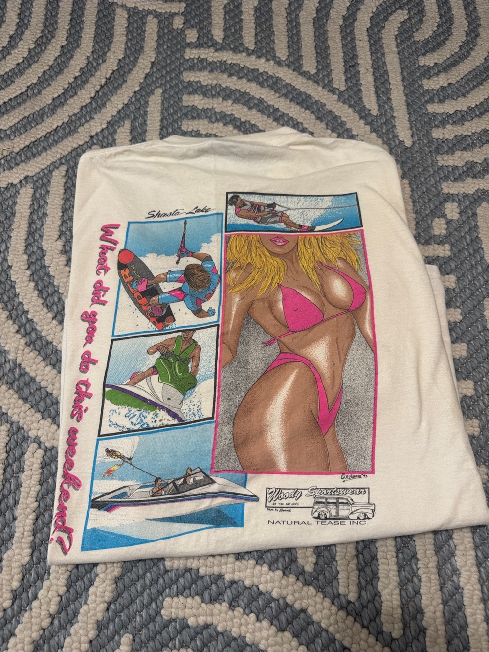 Vintage 1993 Shasta Lake Bikini Water Ski Wakeboarding Oneita Tee XXL